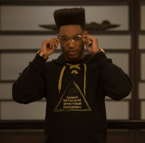 Retaliate With Your Success!!! - Hoodie Cross Stringed (Black And Gold) (Gods)