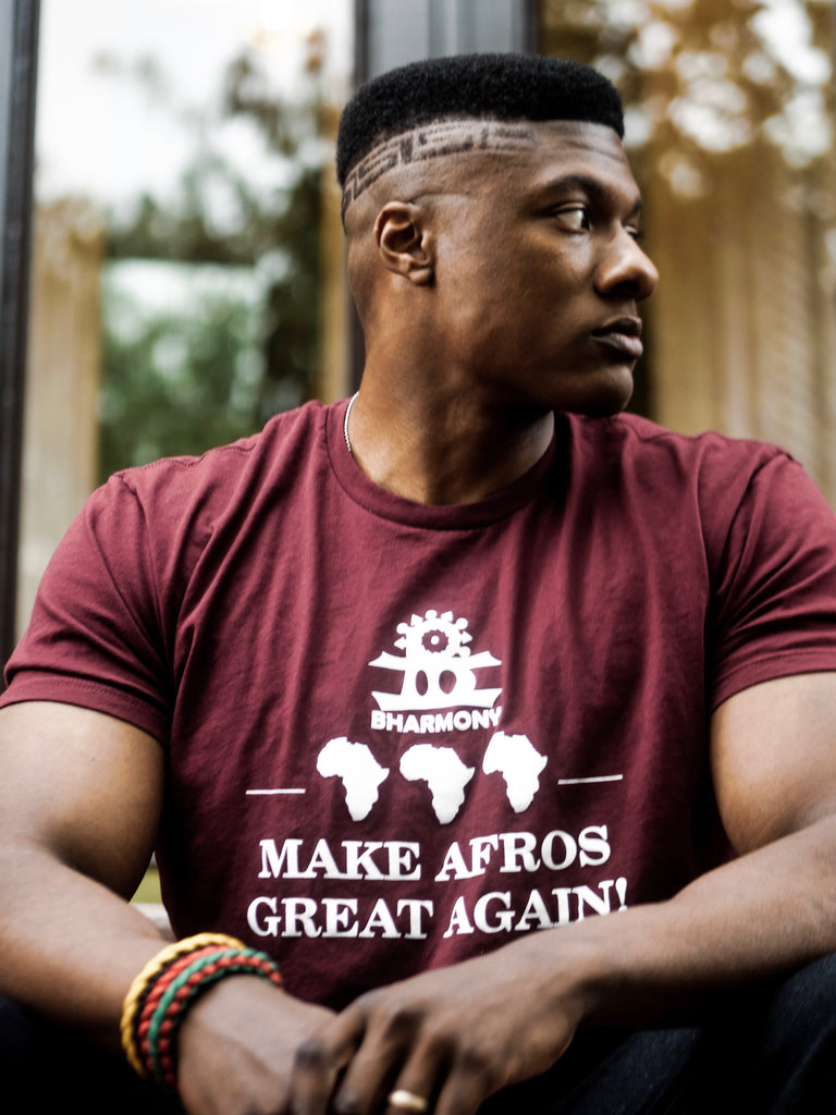 Make Afros Great Again T Shirt Burgundy and White (Gods) [Unisex]